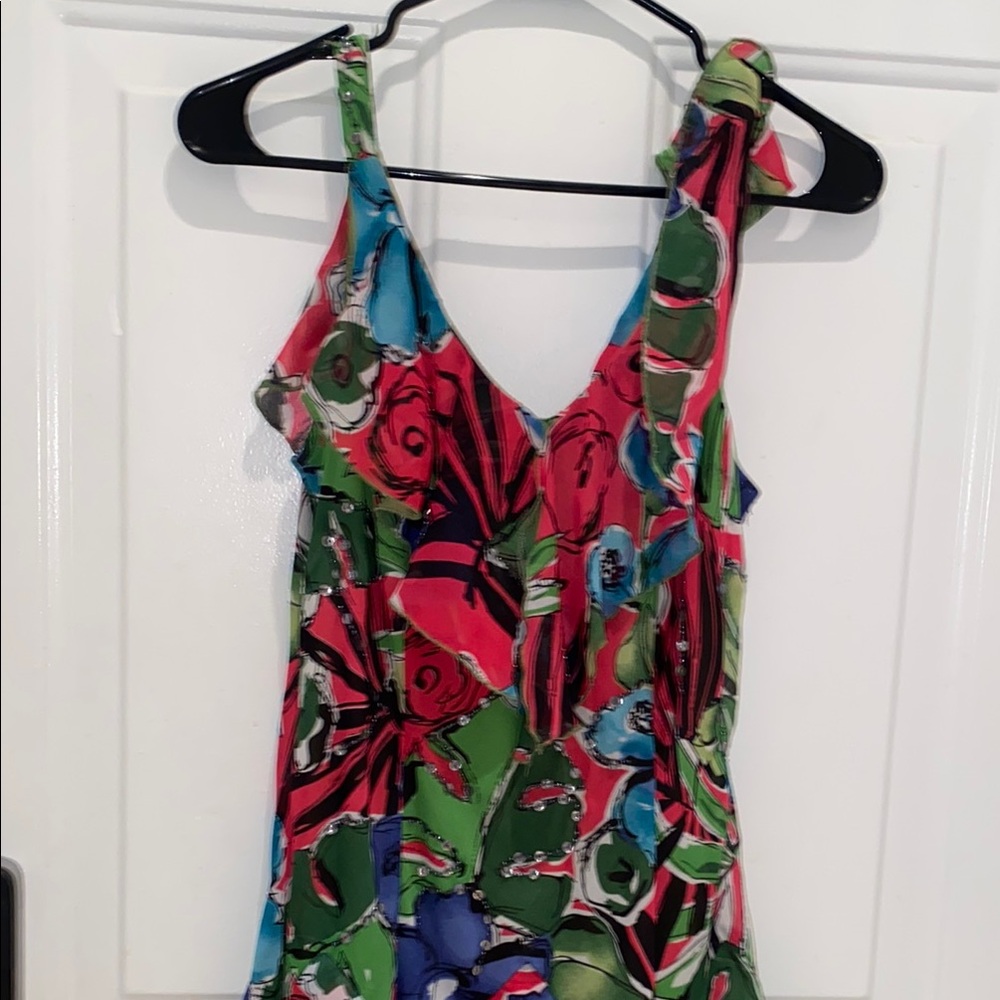 Vintage Signature by Robbie Bee Colorful Floral Pattern Midi Dress - Picture 1 of 8